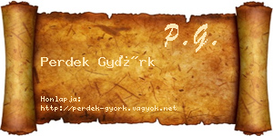 Perdek Györk névjegykártya